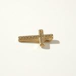 Gold Pavé Cross Pendant Charm, This gold cross pendant charm is fully encrusted in sparkling pavé crystals, with each facet lined in a milgrain-beaded edge for added texture and dimension. The classic cross silhouette offers a timeless, meaningful design suited for religious wear, confirmation and christening gifts, or as an everyday symbolic accent