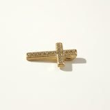 Gold Pavé Cross Pendant Charm, This gold cross pendant charm is fully encrusted in sparkling pavé crystals, with each facet lined in a milgrain-beaded edge for added texture and dimension. The classic cross silhouette offers a timeless, meaningful design suited for religious wear, confirmation and christening gifts, or as an everyday symbolic accent