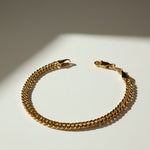 gold curb chain bracelet, curb link bracelet, chunky gold bracelet, everyday gold bracelet, flat link bracelet, statement chain bracelet, classic gold jewelry, layering bracelet
