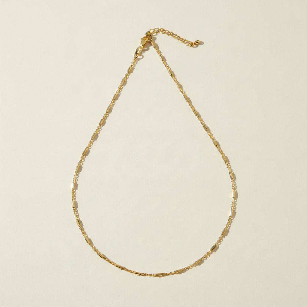gold bar link chain necklace, dainty gold chain necklace, gold-tone layering necklace, bar chain necklace, adjustable gold necklace, extender chain necklace, lobster clasp necklace, minimalist gold necklace, thin gold chain, everyday gold necklace, delicate chain necklace, gift for her jewelry