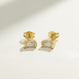 baguette stud earrings, gold baguette earrings, rectangle stud earrings, cubic zirconia baguette studs, minimalist stud earrings, dainty gold studs, milgrain stud earrings, everyday stud earrings, small sparkle earrings, earring stack studs, bridesmaid gift, gift for her