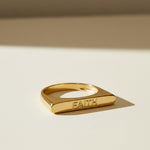 faith ring, word signet ring, engraved gold ring, inspirational jewelry, gold statement ring, personalized word ring, flat top ring, meaningful jewelry gift