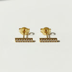 gold bar stud earrings, pavé bar earrings, crystal bar studs, minimalist bar earrings, cubic zirconia bar studs, dainty gold studs, linear stud earrings, everyday stud earrings, sparkle bar earrings, ear stack studs, small bar earrings, bridesmaid gift, gift for her
