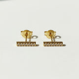 gold bar stud earrings, pavé bar earrings, crystal bar studs, minimalist bar earrings, cubic zirconia bar studs, dainty gold studs, linear stud earrings, everyday stud earrings, sparkle bar earrings, ear stack studs, small bar earrings, bridesmaid gift, gift for her