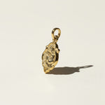 gold religious medallion, saint pendant necklace charm, vintage medal pendant, devotional jewelry, ornate gold pendant, textured gold medallion, symbolic religious jewelry, layering pendant