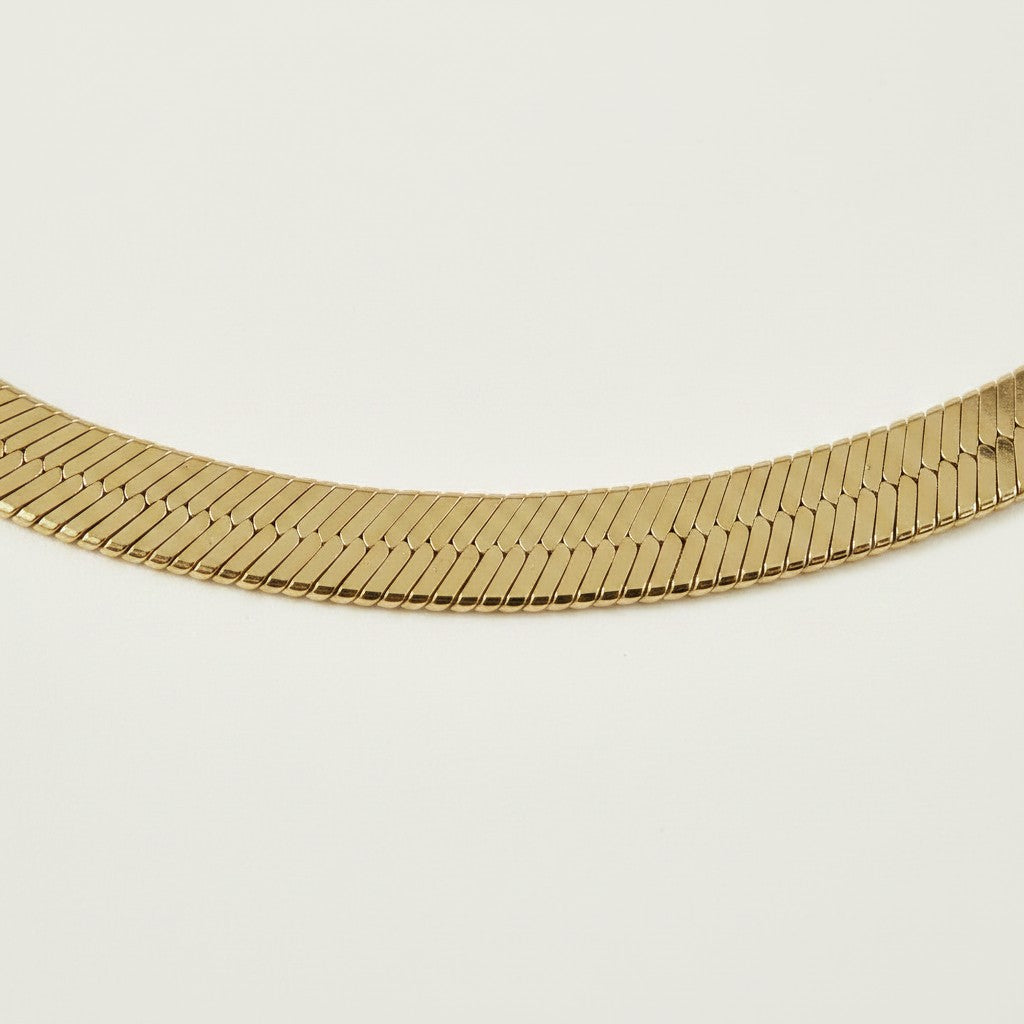 Gold Herringbone Chain Anklet with Lobster Clasp