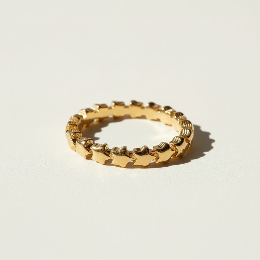star ring, gold star band ring, celestial stacking ring, star link ring, dainty gold star ring, minimalist stackable ring, star eternity band, everyday gold ring