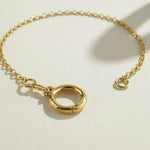 gold rolo chain bracelet, round clasp bracelet, charm holder bracelet, spring ring clasp bracelet, build your own charm bracelet, interchangeable charm bracelet, gold chain bracelet with ring clasp, layering bracelet, minimalist gold bracelet, modern gold chain bracelet, everyday gold bracelet, women’s gold bracelet