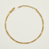 gold figaro chain necklace, figaro link necklace, classic gold chain, adjustable gold necklace, layering chain necklace, flat link necklace, everyday gold jewelry, statement chain necklace