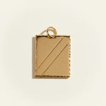 gold dog tag necklace, diagonal stripe pendant necklace, gold tag necklace, minimalist gold necklace, layering necklace, geometric pendant necklace, high polish gold jewelry, everyday gold necklace