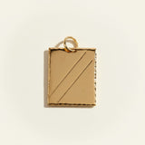 gold dog tag necklace, diagonal stripe pendant necklace, gold tag necklace, minimalist gold necklace, layering necklace, geometric pendant necklace, high polish gold jewelry, everyday gold necklace
