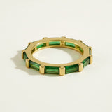baguette eternity ring, gold eternity band, emerald baguette ring, black baguette eternity band, clear crystal eternity ring, statement stacking ring, gold band with stones, baguette cut ring