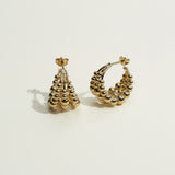 gold beaded hoop earrings, cluster hoop earrings, textured gold hoops, statement beaded earrings, tiered gold hoop earrings, chunky gold hoop earrings, sculptural gold earrings, beaded statement hoops