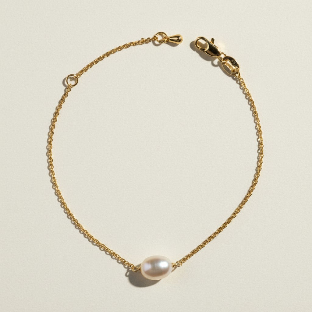 gold pearl bracelet, freshwater pearl chain bracelet, single pearl bracelet gold, minimalist pearl jewelry, adjustable pearl bracelet, dainty gold chain bracelet, delicate pearl bracelet