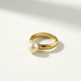gold filled pearl ring, domed band pearl ring, freshwater pearl ring gold, minimalist pearl ring, 18k gold filled ring, chunky pearl ring, solitaire pearl ring