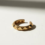 gold zigzag ring, pyramid statement ring, adjustable gold ring, geometric stacking ring, open band gold ring, textured statement ring, chunky gold ring, edgy gold ring