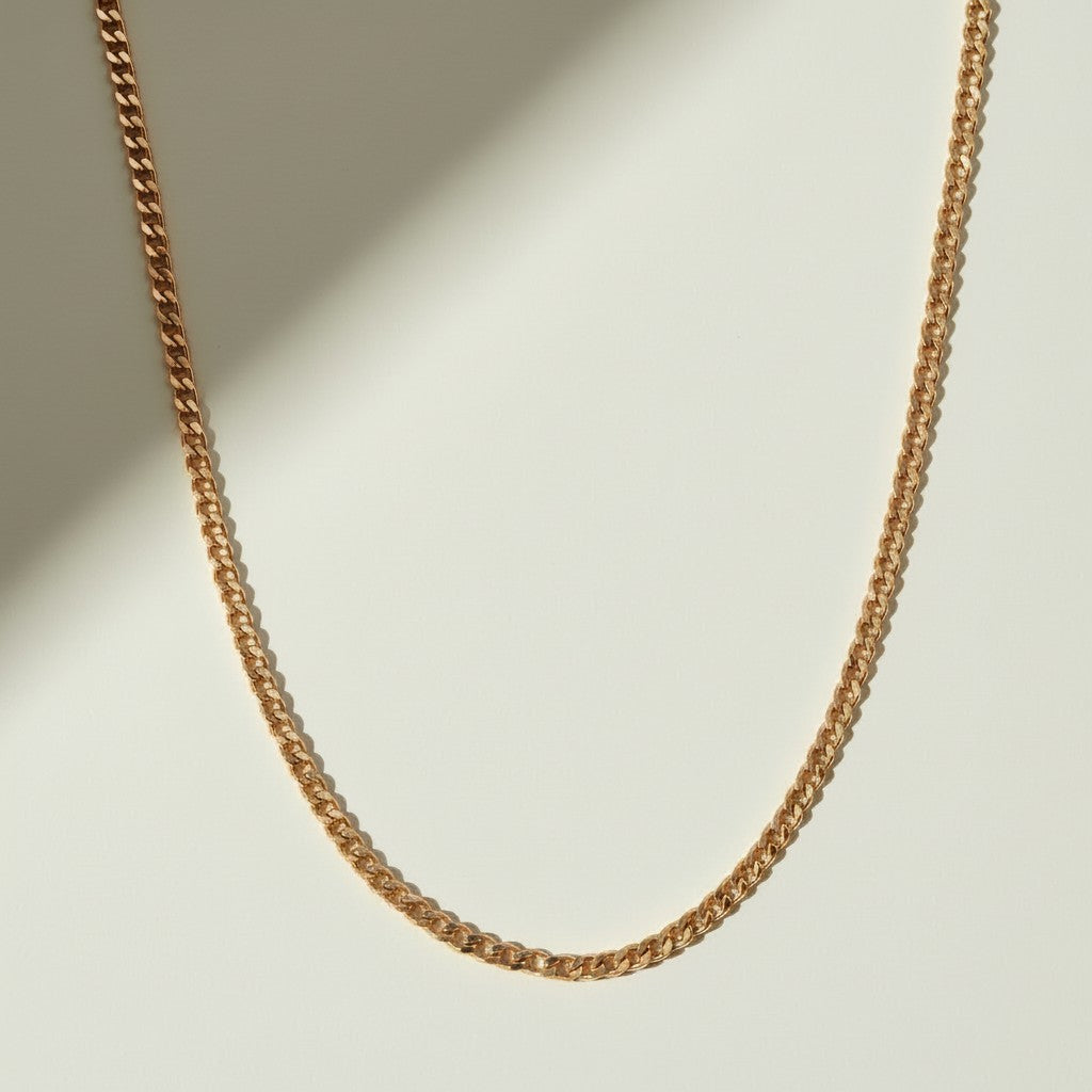 gold chain, curb link necklace, warm tone gold necklace, layering chain necklace, cable chain necklace, everyday gold necklace, spring ring clasp necklace
