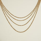 textured chain necklace, layered gold chains, fine link chain necklace, satin finish gold chain, graduated length necklaces, dainty layering chains, matte sparkle chain, gold chain set