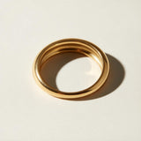 chunky dome ring flat lay, gold dome ring detail, bold gold band ring, teardrop dome ring, 18k gold overlay ring, thick gold ring, statement gold ring, smooth gold band ring