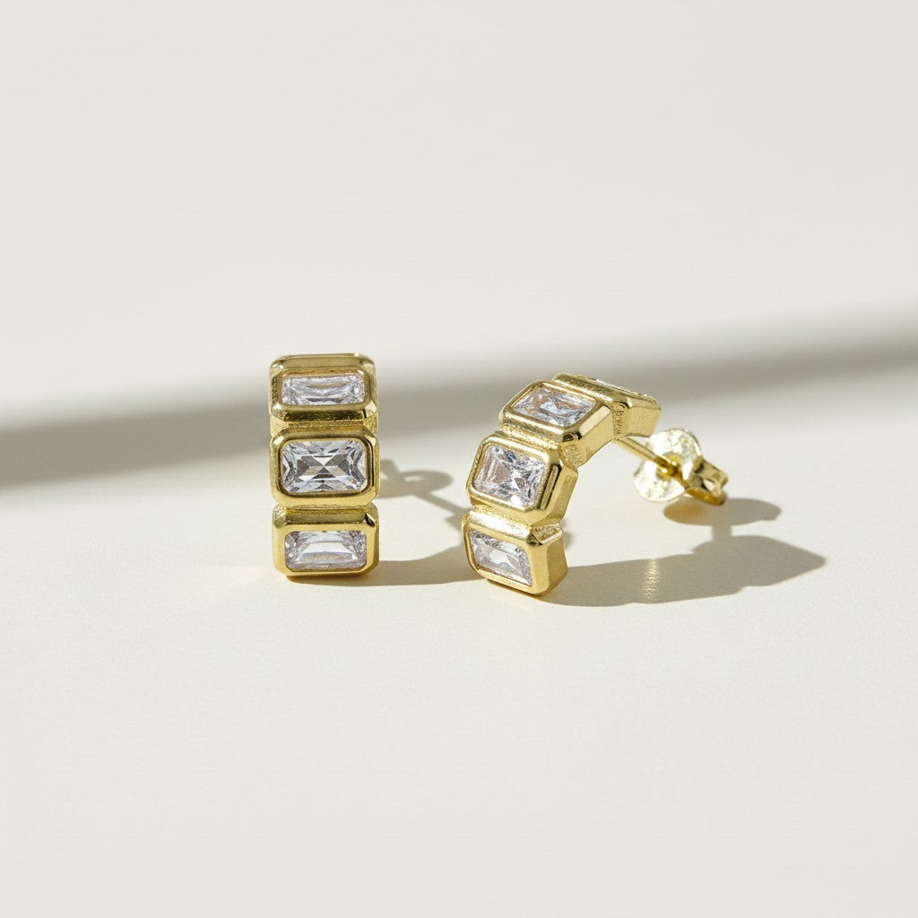 Chunky Baguette CZ Earrings