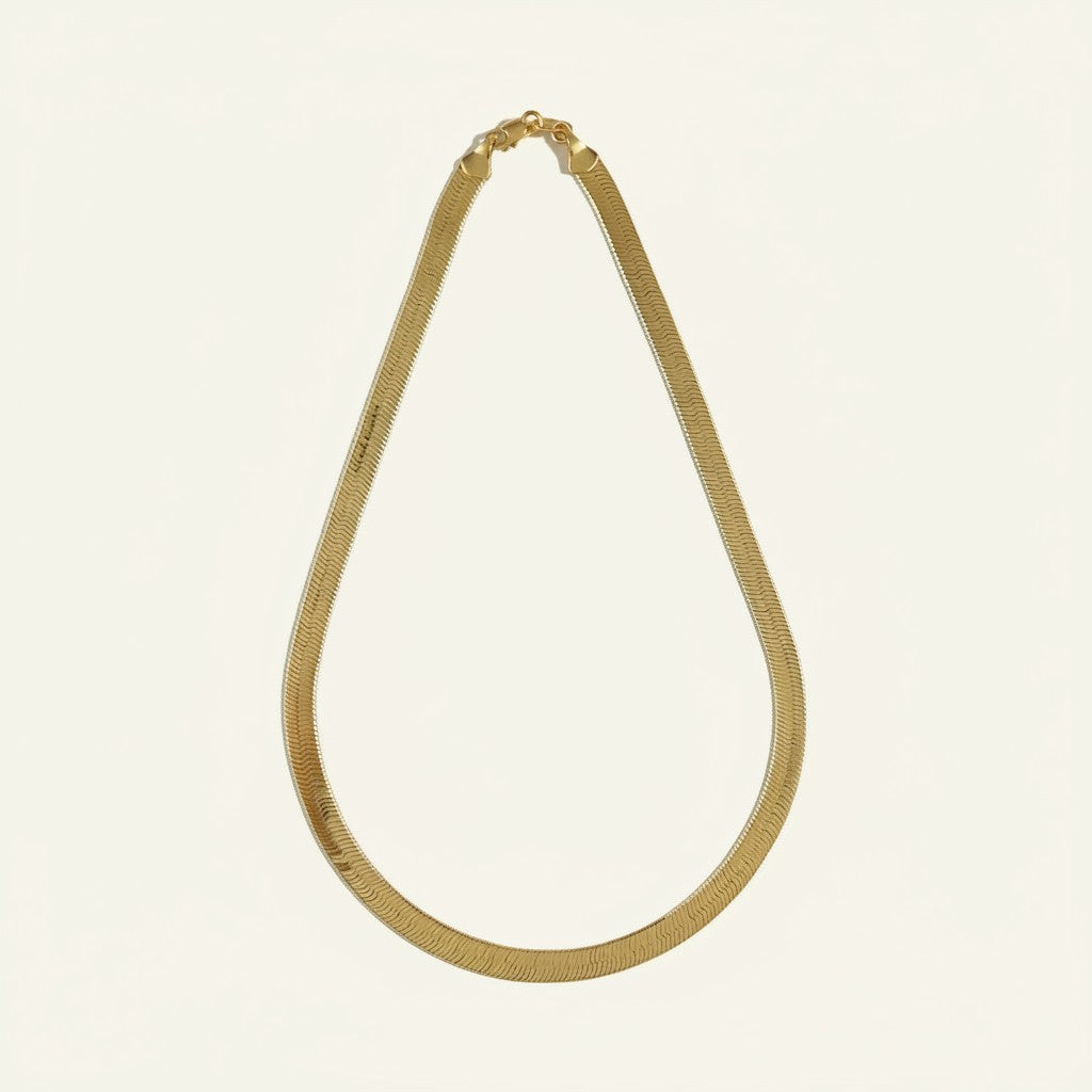 6mm herringbone chain, chunky gold herringbone necklace, wide flat link chain, bold gold chain necklace, 18k gold overlay chunky chain, statement herringbone necklace, thick gold snake chain, wide herringbone chain detail