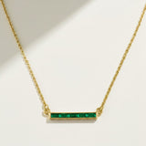 baguette bar necklace, emerald baguette pendant, black baguette bar necklace, clear baguette pendant necklace, gold bar necklace baguette stones, layering bar necklace, baguette pendant set, minimalist stone bar necklace