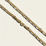 paperclip chain necklace, gold paperclip necklace, rectangular link chain, chunky chain necklace, lobster clasp necklace, layering chain necklace, everyday gold chain, link chain necklace detail