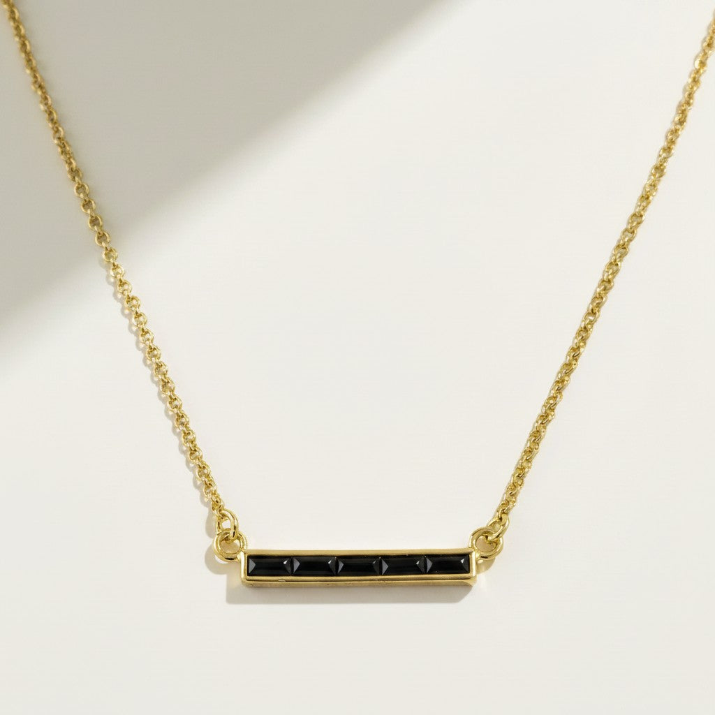 baguette bar necklace, emerald baguette pendant, black baguette bar necklace, clear baguette pendant necklace, gold bar necklace baguette stones, layering bar necklace, baguette pendant set, minimalist stone bar necklace