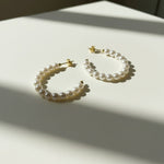 pearl hoop earrings gold, beaded pearl hoops, freshwater pearl hoop earrings, classic pearl earrings, white pearl hoops gold, timeless pearl jewelry, wedding pearl earrings
