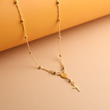 Ethereal Beauty: 18k Gold Overlay Delicate Rosary Necklace