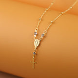 Ethereal Beauty: 18k Gold Overlay Delicate Rosary Necklace
