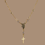 Ethereal Beauty: 18k Gold Overlay Delicate Rosary Necklace