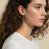 gold beaded ear cuff, minimalist ear cuff, dainty gold cuff earring, no piercing ear cuff, cartilage cuff gold, small beaded cuff, delicate ear cuff on model, stackable ear cuff