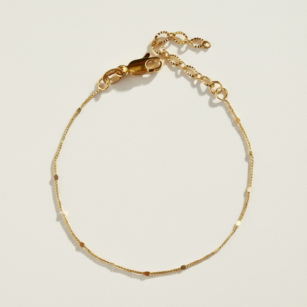 station chain bracelet, gold disc bracelet, dainty gold bracelet, minimalist station bracelet, 18k gold bracelet, delicate chain bracelet, matching station jewelry, everyday gold bracelet