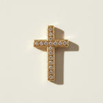 Gold Pavé Cross Pendant Charm, This gold cross pendant charm is fully encrusted in sparkling pavé crystals, with each facet lined in a milgrain-beaded edge for added texture and dimension. The classic cross silhouette offers a timeless, meaningful design suited for religious wear, confirmation and christening gifts, or as an everyday symbolic accent