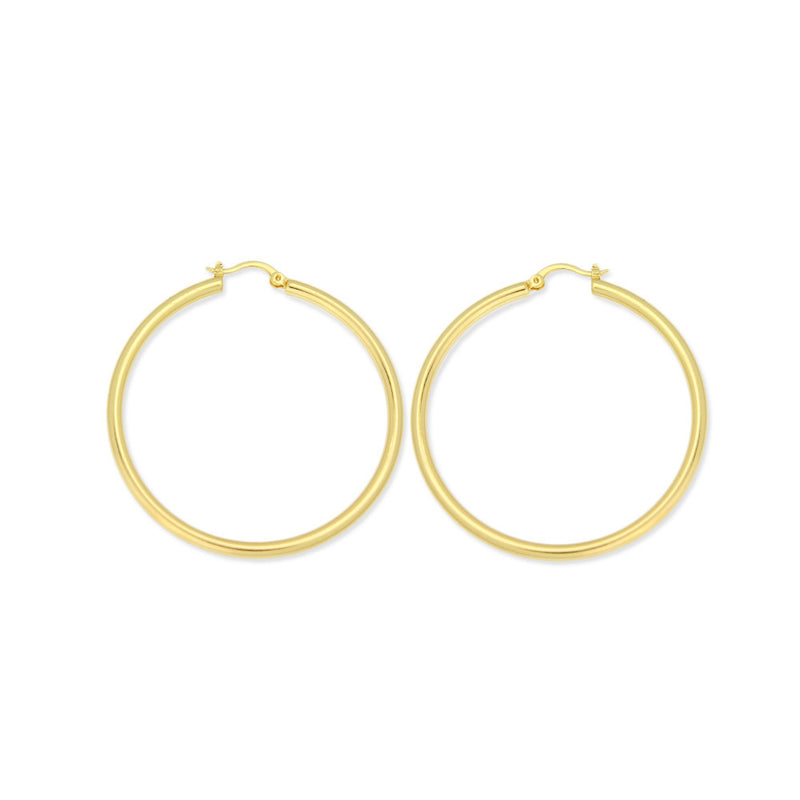 Gold Layer Hoop Earrings 50mm