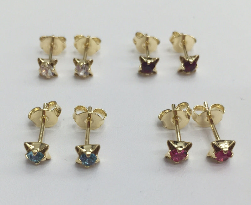 Tiny 18k Gl Crystal Earrings