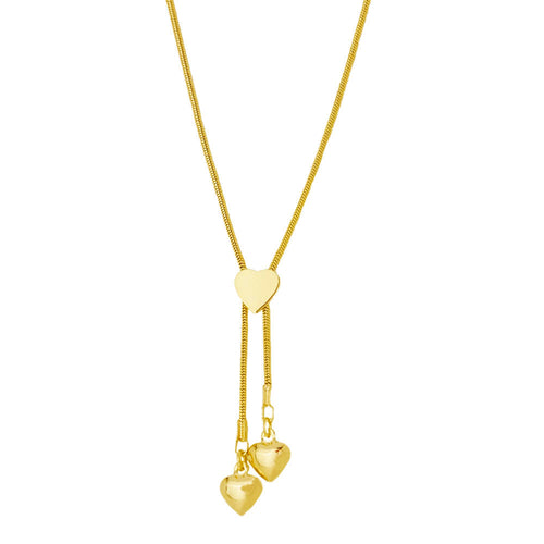 drop heart lariat necklace 18k gold overlay oro laminado