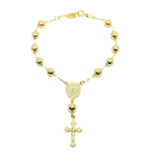 18KGL 6MM PLain Rosary Bracelet - Donna Italiana ®