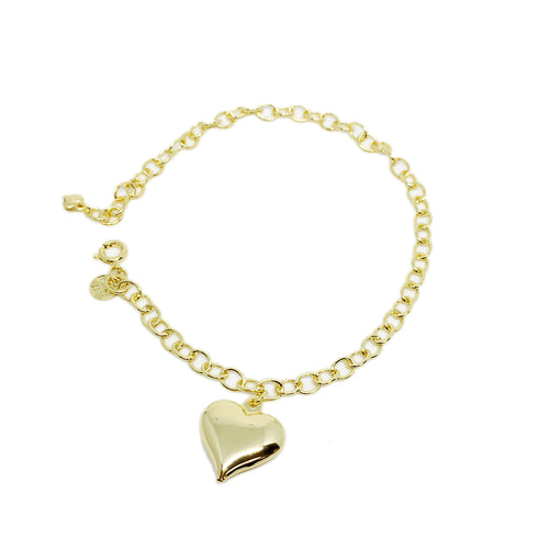 18KGL Heart Charm Bracelet - Donna Italiana ®