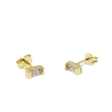 18k GL 5mm CZ Bar Stud - Donna Italiana ®