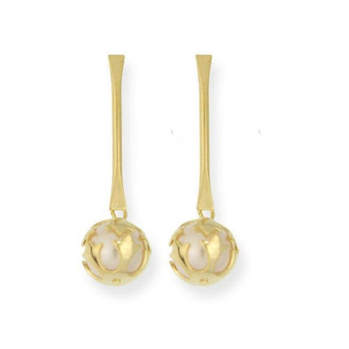 18k GL Bar Drop Pearl earring - Donna Italiana ®