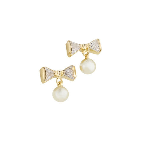 18k GL Bow Pearl Earrings - Donna Italiana ®