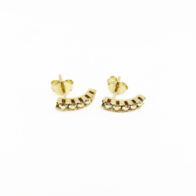 18K GL Curved Bar Earrings AB Crystals - Donna Italiana ®