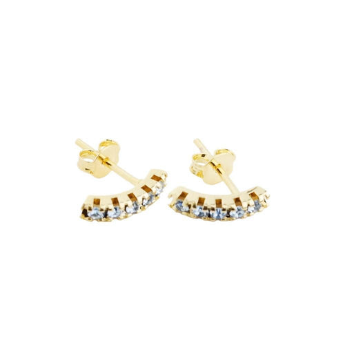18K GL Curved Bar Earrings Light Saphire Crystals - Donna Italiana ®