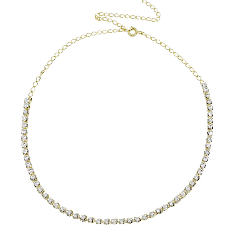 18k GL CZ Choker Necklace - Donna Italiana ®