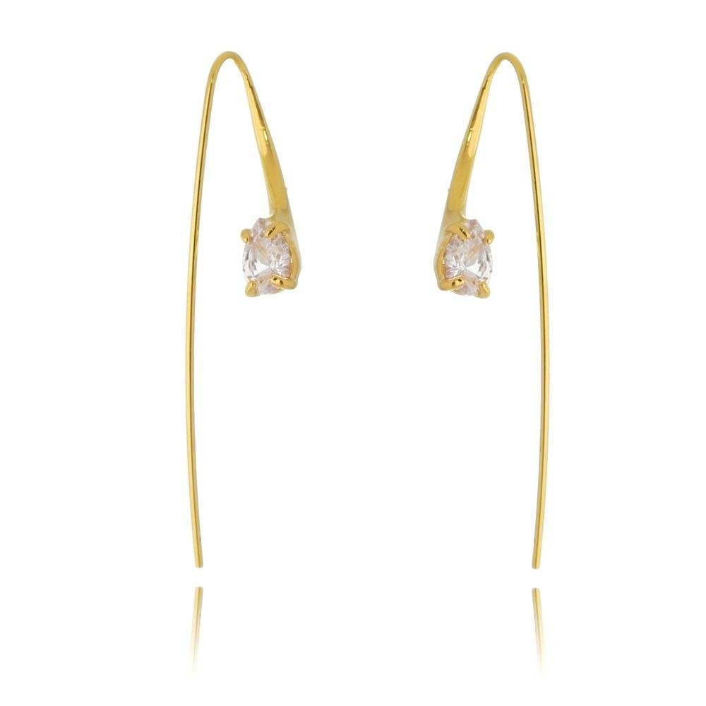 18K GL CZ Loop Dangling Earring - Donna Italiana ®