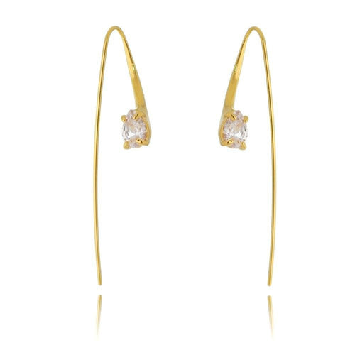 18K GL CZ Loop Dangling Earring - Donna Italiana ®