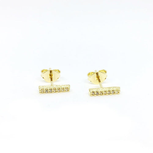 18k GL Dainty Bar CZ Stud - Donna Italiana ®