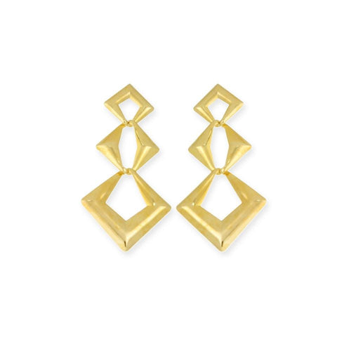 18K GL Dangle Diamond Shape Earrings - Donna Italiana ®